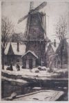 Matthes.P.Matthes.1872-1907.Molen in de Winter bij Volendam.
